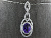 1.37CT DIAMOND & AAA AMETHYST 14K WHITE GOLD OVAL & ROUND DOUBLE HALO NECKLACE