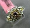 ESTATE GIA .44CT DIAMOND 18KT TRI COLOR GOLD 3D SQUARE HALO ENGAGEMENT RING