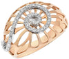 ESTATE WIDE .12CT DIAMOND 14K WHITE & ROSE GOLD 3D CLASSIC FLOWER SWIRL FUN RING