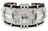 LARGE 23.58CT DIAMOND BLACK ENAMEL 18KT WHITE GOLD CUFF COCKTAIL TENNIS BRACELET