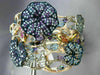 ESTATE LARGE 9.26CT MULTI COLOR DIAMOND & AAA GEM 14K GOLD AQUATIC FLOWER BANGLE