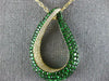 LARGE 4.81CT DIAMOND & AAA TSAVORITE 18K YELLOW GOLD MULTI ROW TEAR DROP PENDANT