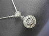 ESTATE .19CT DIAMOND 14KT WHITE GOLD FLOATING DOUBLE HALO CIRCLE PENDANT & CHAIN