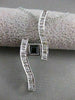 ESTATE .55CT DIAMOND & SAPPHIRE 14K WHITE GOLD LONG SWIRL PENDANT #34X12