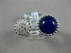 ESTATE .36CT DIAMOND & AAA CABOCHON LAPIS 14KT WHITE GOLD 3D CLUSTER ROUND RING