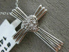 ANTIQUE .10CT DIAMOND 14KT WHITE GOLD 3D CLASSIC PAVE HEART CROSS PENDANT #16637