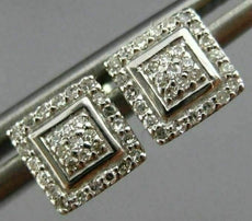 ESTATE SMALL .18CT DIAMOND 14KT WHITE GOLD SQUARE CLUSTER CLASSIC STUD EARRINGS