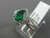 ESTATE 1.95CT DIAMOND EMERALD 14KT WHITE GOLD INFINITY HALO PEAR ENGAGEMENT RING