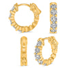 1.83CT DIAMOND 14K YELLOW GOLD 5 STONE SHARED PRONG HUGGIE HOOP HANGING EARRINGS