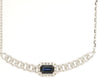 .44CT DIAMOND & AAA SAPPHIRE 14K WHITE GOLD 3D EMERALD CUT & ROUND LOVE NECKLACE