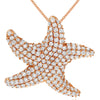LARGE 1.65CT DIAMOND 14KT ROSE GOLD 3D CLASSIC STAR FISH LOVE FLOATING PENDANT