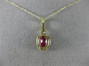 ESTATE 1.02CT DIAMOND & AAA OVAL RUBY 14KT YELLOW GOLD 3D HALO FLOATING PENDANT