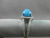 ESTATE WIDE 1.11CT DIAMOND & AAA TURQUOISE 14KT WHITE GOLD HALO FUN RING #18927