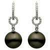 .29CT DIAMOND & AAA TAHITAIN PEARL 18KT WHITE GOLD 3D HUGGIE HANGING EARRINGS