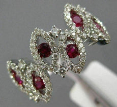 ESTATE WIDE 1CT DIAMOND & ROUND RUBY 14KT WHITE GOLD MULTI LEAF ETOILE LOVE RING