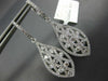1.80CT DIAMOND 18KT WHITE GOLD TEAR DROP FILIGREE CRISS CROSS HANGING EARRINGS