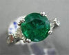 ESTATE LARGE 2.69CT DIAMOND & AAA ROUND EMERALD PLATINUM CLASSIC ENGAGEMENT RING