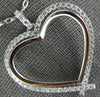 ESTATE LARGE .76CT DIAMOND 18KT WHITE GOLD 3D CLASSIC DOUBLE HEART LOVE PENDANT