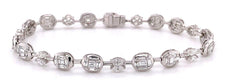 2.98CT DIAMOND 18KT WHITE GOLD MARQUISE & BAGUETTE OVAL & ROUND TENNIS BRACELET