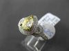 ESTATE 1.64CT FANCY YELLOW DIAMOND 18K TWO TONE GOLD DOUBLE HALO ENGAGEMENT RING