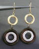 ESTATE LARGE .32CT DIAMOND 14K WHITE YELLOW & BROWN GOLD CIRCLE HANGING EARRINGS