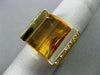 ESTATE MASSIVE 8.99CT DIAMOND & CITRINE & RUBY 14K YELLOW GOLD SQUARE FUN RING
