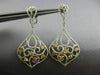 ESTATE 3.60CT WHITE & FANCY YELLOW DIAMOND 18K 2 TONE GOLD 3D TEAR DROP EARRINGS