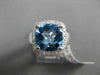 ESTATE WIDE 4.75CTW DIAMOND & AAA BLUE TOPAZ 14KT WHITE GOLD 3D SQUARE HALO RING