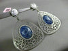 ESTATE EXTRA LARGE 2.23CT DIAMOND & SAPPHIRE MARBLE 14KT TWO TONE GOLD EARRINGS