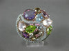 ESTATE LARGE 5.0CT DIAMOND & MULTI GEM 14KT WHITE & ROSE GOLD 3D CLUSTER RING