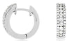 ESTATE 0.65CT DIAMOND 14KT WHITE GOLD CLASSIC 3 ROW CHANNEL HUGGIE HOOP EARRINGS