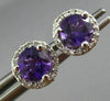 ESTATE 1.02CT DIAMOND & AAA AMETHYST 14K WHITE GOLD ROUND HALO CLASSIC EARRINGS