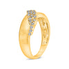 WIDE .27CT DIAMOND 14KT YELLOW GOLD MATTE AND SHINY CRISS CROSS DOUBLE WAVE RING