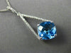 ESTATE LARGE 4.52CT DIAMOND & AAA BLUE TOPAZ 14KT WHITE GOLD TRIANGULAR PENDANT