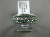 WIDE .56CT WHITE & BLUE DIAMOND 14K WHITE GOLD 3D 3 ROW WEDDING ANNIVERSARY RING