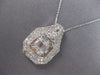 EXTRA LARGE 2.20CT DIAMOND 14KT WHITE GOLD ROUND & BAGUETTE DOUBLE HALO PENDANT