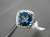 ESTATE WIDE 4.75CTW DIAMOND & AAA BLUE TOPAZ 14KT WHITE GOLD 3D SQUARE HALO RING