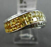 ESTATE 2.72CT DIAMOND YELLOW SAPPHIRE 14K WHITE GOLD GRADUATING CRISS CROSS RING