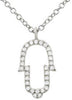 ESTATE .08CT DIAMOND 14KT WHITE GOLD HAMSA CHAMSA LUCKY HAND FLOATING PENDANT