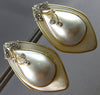 EXTRA LARGE .14CT DIAMOND & AAA PEARL 14K 2 TONE GOLD 3D HANGING EARRINGS #27898