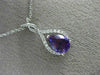 ESTATE 1.12CT DIAMOND & AAA AMETHYST 14KT WHITE GOLD TEAR DROP MILGRAIN PENDANT