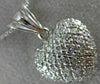 ESTATE .90CT DIAMOND 14K WHITE GOLD 3D PAVE PUFFED HEART FLOATING PENDANT #2245