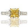 ESTATE LARGE 2.35CT WHITE & FANCY YELLOW DIAMOND 18K 2 TONE GOLD ENGAGEMENT RING