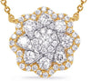 ESTATE .77CT DIAMOND 14KT WHITE AND YELLOW GOLD 3D CLASSIC FLOWER LOVE NECKLACE
