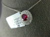ESTATE .68CT DIAMOND & AAA RUBY 18KT WHITE GOLD OVAL DOUBLE HALO CLASSIC PENDANT