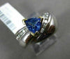 ESTATE WIDE 1.26CT DIAMOND & TRILLION TANZANITE 14KT 2 TONE GOLD SEMI BEZEL RING