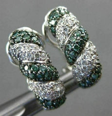 ESTATE WIDE 1.52CT WHITE & BLUE DIAMOND 18KT WHITE GOLD 3D ROPE CLIP ON EARRINGS