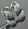 ESTATE WIDE 1.52CT WHITE & BLUE DIAMOND 18KT WHITE GOLD 3D ROPE CLIP ON EARRINGS