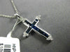 ESTATE .79CT ROUND DIAMOND & AAA PRINCESS SAPPHIRE 18K WHITE GOLD CROSS PENDANT