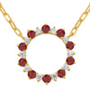 1.08CT DIAMOND & AAA RUBY 14KT YELLOW GOLD 3D CIRCLE OF LIFE ADJUSTABLE NECKLACE